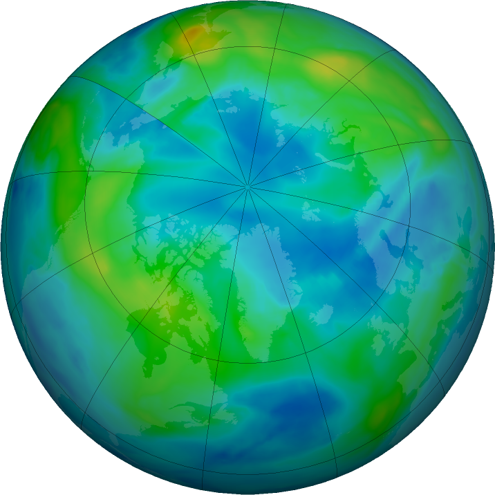 Arctic ozone map for 22 October 2023